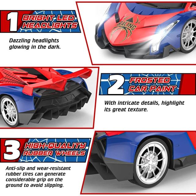 Alt view image 2 of 7 - Growsland Remote Control Car for Kids, RC Cars for Boys Kids 1:18 Electric Vehicle Toy Car Hobby Racing Car Toys with Lights & Controller, Birthday Gift for 3 4 5 6 7 8 9 Year Old Boys Girls