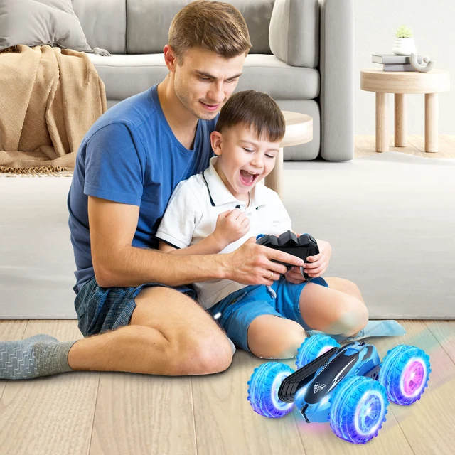 Alt view image 7 of 7 - Remote Control Car, 2.4GHz Double Sided 360° Flips RC Stunt Car | LED Wheels & Headlight 4WD Race Stunt Car, High Speed Off Road Cars Toy Gift for 3 4 5 6 7 8-12 Year Old Boy Toys (Blue)