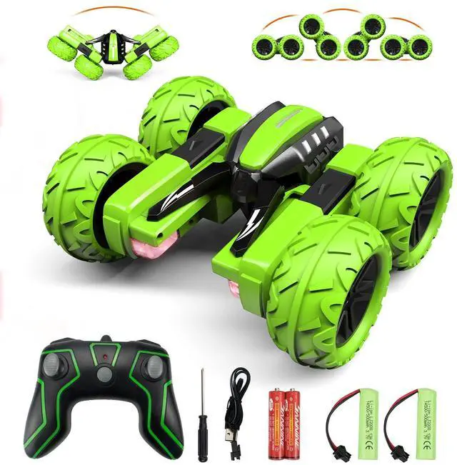 Main image of Remote Control Car Boy with Headlight, Hobby RC Car Stunt Kids Toy Gift for Boys Girls 6+ Years, Electric 4WD 2.4Ghz Double Side Rotating Race Vehicle 360° Flips Offroad Birthday Xmas