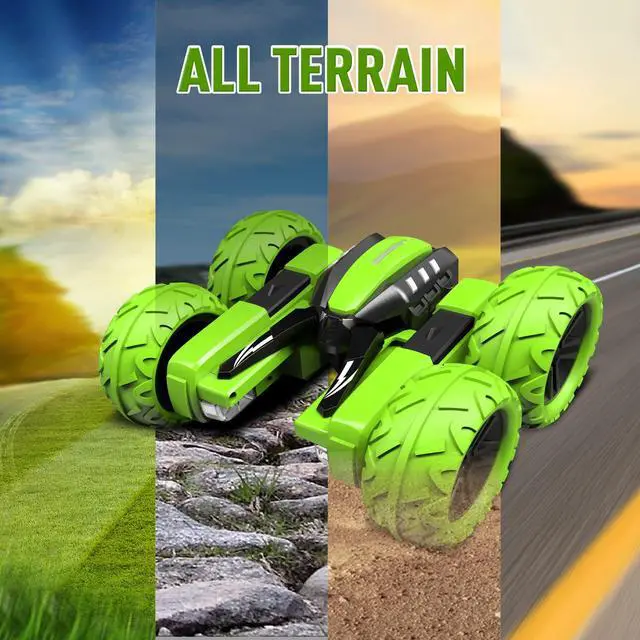 Alt view image 6 of 7 - Remote Control Car Boy with Headlight, Hobby RC Car Stunt Kids Toy Gift for Boys Girls 6+ Years, Electric 4WD 2.4Ghz Double Side Rotating Race Vehicle 360° Flips Offroad Birthday Xmas