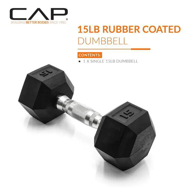 Alt view image 2 of 6 - CAP Barbell 15 LB Coated Hex Dumbbell Weight, New Edition