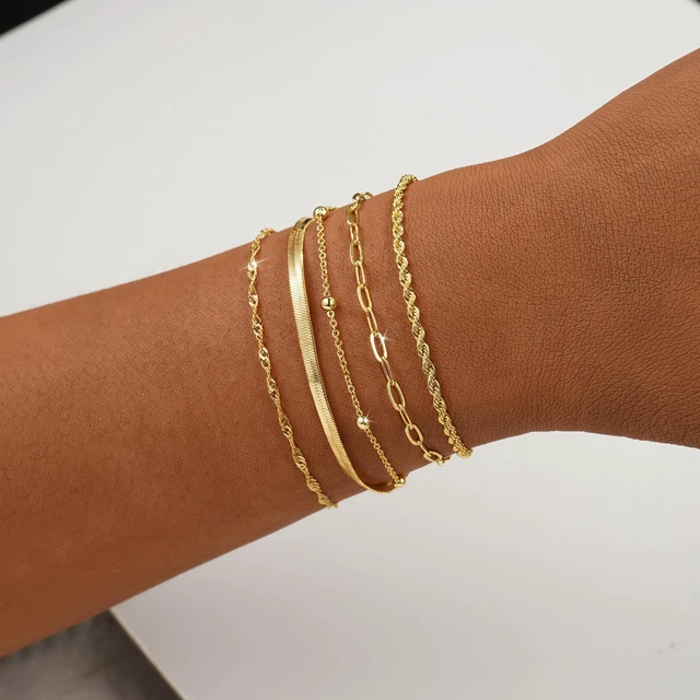 Alt view image 3 of 7 - Gold Bracelets for Women, Elegant Adjustable 14K Gold Plated Bracelet for Women Dainty Gold Bracelet for Everyday Wear Gifts for Womens