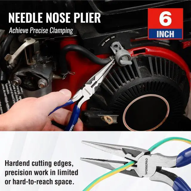 Alt view image 2 of 7 - Pliers Set, 3-Piece Plier Tool Set with Soft Handle | 6" Needle Nose Pliers, 6" Slip Joint Pliers, 8" Groove Joint Pliers for DIY & Home Use