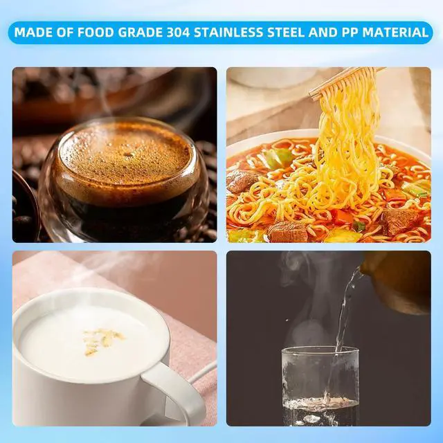 Alt view image 6 of 7 - 12V Car Heating Cup, Stainless Steel Electric Car Kettle with Cigarette Lighter Plug, Portable Travel Insulated Heated Mug, Vehicle Heated Coffee Cup Mug Warmer, for Hot Water Tea Coffee Making