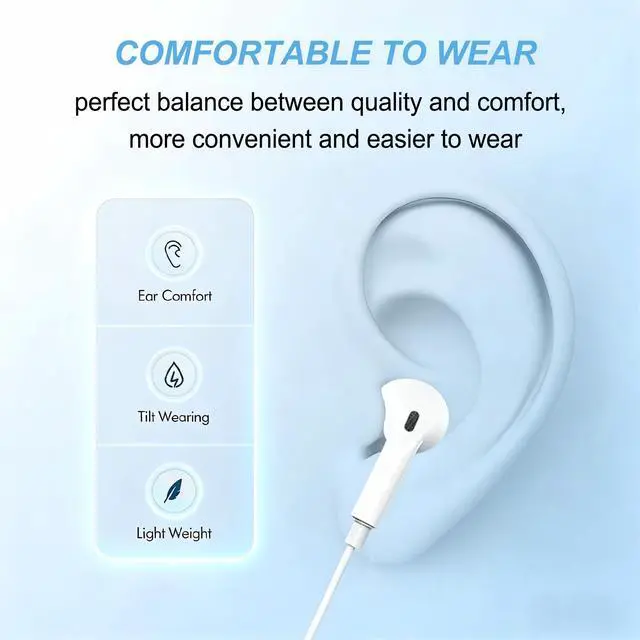 Alt view image 6 of 7 - 2 Pack USB C Wired Headphones for iPhone 17/16/15 Pro Max Earbuds