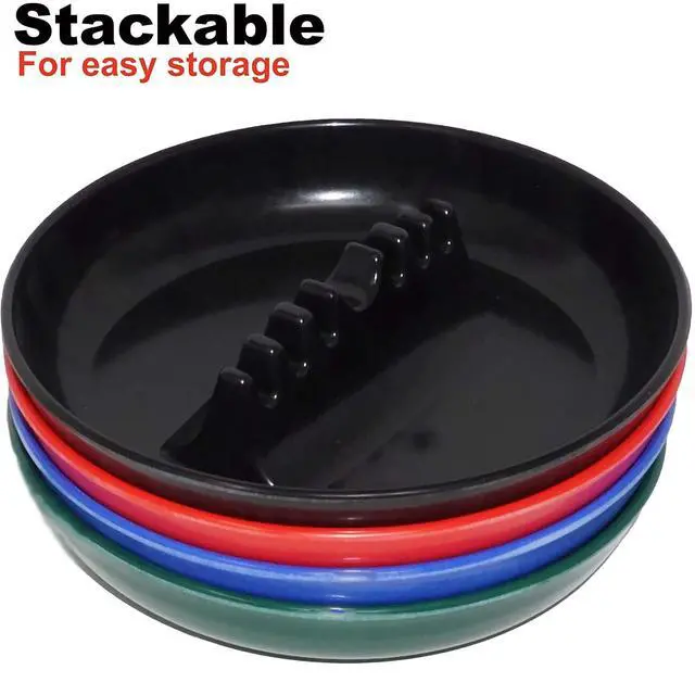 Alt view image 4 of 6 - Ash Tray For Cigarettes & Cigar (Pack of 4) 7" Colored Round Plastic Melamine Tabletop Ashtrays - For Indoor/Outdoor, Patio, Restaurant Style