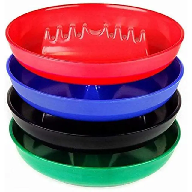 Alt view image 6 of 6 - Ash Tray For Cigarettes & Cigar (Pack of 4) 7" Colored Round Plastic Melamine Tabletop Ashtrays - For Indoor/Outdoor, Patio, Restaurant Style