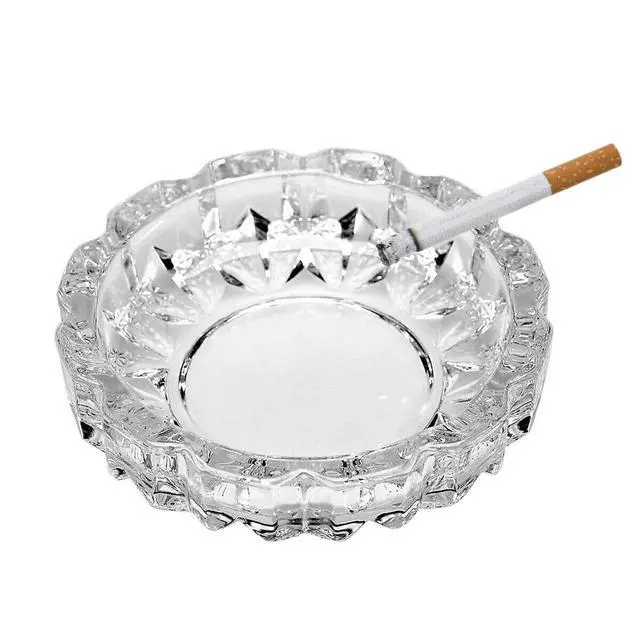 Alt view image 2 of 4 - 3 Pack Round Heavy Duty Glass Smoking Ashtray for Indoor and Outdoor Home Office Tabletop Decoration 4.8" Diameter, Set of 3
