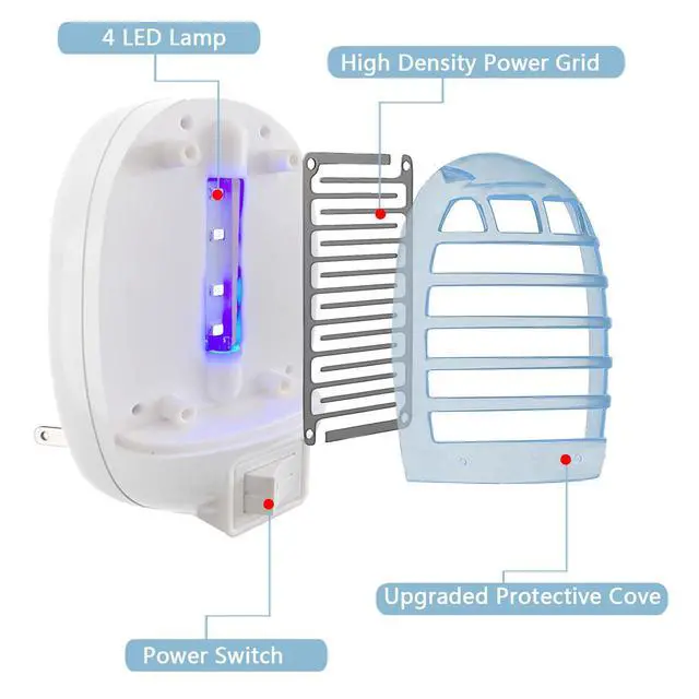 Alt view image 4 of 7 - Bug Zapper Indoor,Fly Traps,Flying Insects,Electronic Insect Killer Fly Insect Trap Plug-in Mosquitoes Killer Mosquito Zapper with Blue Lights for Living Room,Kitchen,Bedroom (2Packs)