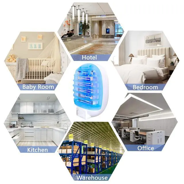 Alt view image 6 of 7 - Bug Zapper Indoor,Fly Traps,Flying Insects,Electronic Insect Killer Fly Insect Trap Plug-in Mosquitoes Killer Mosquito Zapper with Blue Lights for Living Room,Kitchen,Bedroom (2Packs)