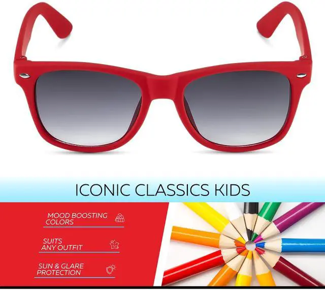 Alt view image 2 of 6 - Kids Sunglasses for Boys Girls Age 3-12 - Shatterproof Rubberized Frame UV400 Toddler Children Sun Glasses