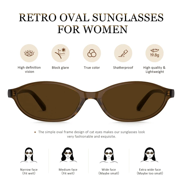 Alt view image 4 of 7 - Womens Oval Sunglasses 90s Retro Cat Eye Glasses UV400 Shades | Y2K Retro Oval Cat Eye Sunglasses with Slim Narrow Frame UV Protection Lightweight Comfort for Vacation Travel Beach Outfits