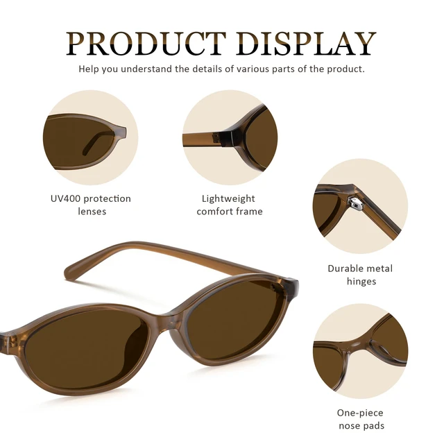 Alt view image 5 of 7 - Womens Oval Sunglasses 90s Retro Cat Eye Glasses UV400 Shades | Y2K Retro Oval Cat Eye Sunglasses with Slim Narrow Frame UV Protection Lightweight Comfort for Vacation Travel Beach Outfits