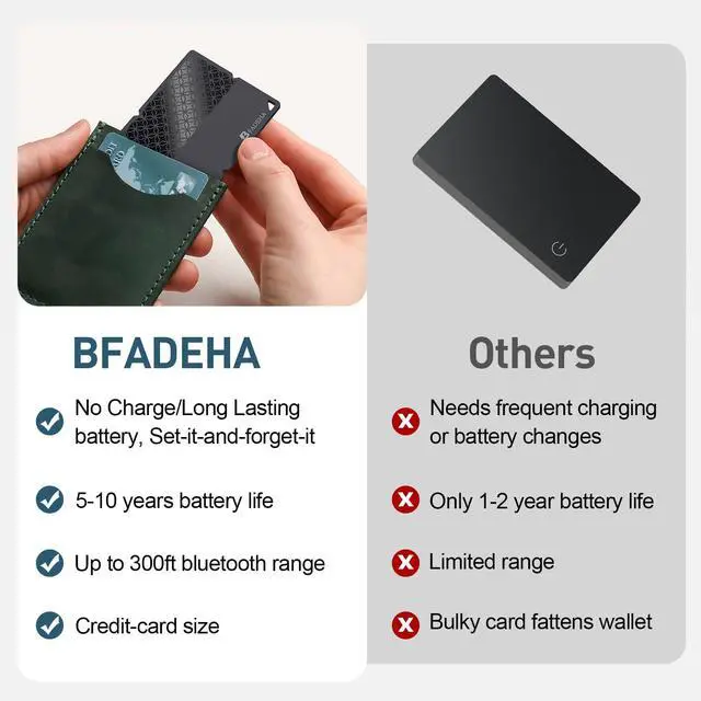 Alt view image 5 of 6 - 2026 Apple MFi Certified Wallet Tracker Smart Card for Find My iPhone Ultra Thin Air Tracker Tag, 5 Years+ Staying Power, IP68 Waterproof, Bluetooth Key Finder & Item Locator for Keys, Bags, Passport