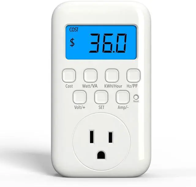 Main image of Watt Meter Plug with Backlight, Plug-in Socket Power Meter Electricity Usage Monitor Consumption Home Electrical Energy Monitor, Voltage Amps Wattage Electricity Usage Tester, 9 Display Modes