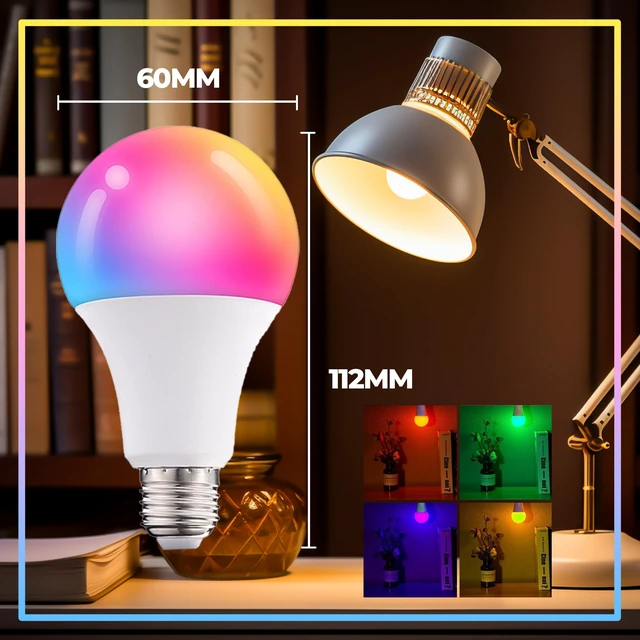 Alt view image 7 of 7 - Dimmable E26 Warm LED Light Bulb, 6W RGBW Color 500LM with 16 Color Changing Modes for Christmas, Party etc with Remote Control 2 Pack
