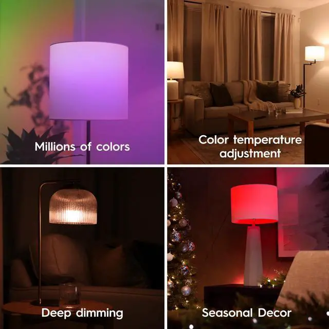 Alt view image 5 of 7 - GE A19 LED Smart Light Bulbs, Room Decor Aesthetic Bluetooth and WiFi Color Changing Lights, LED Indoor Light Bulb, Compatible with Alexa and Google (2 Pack)