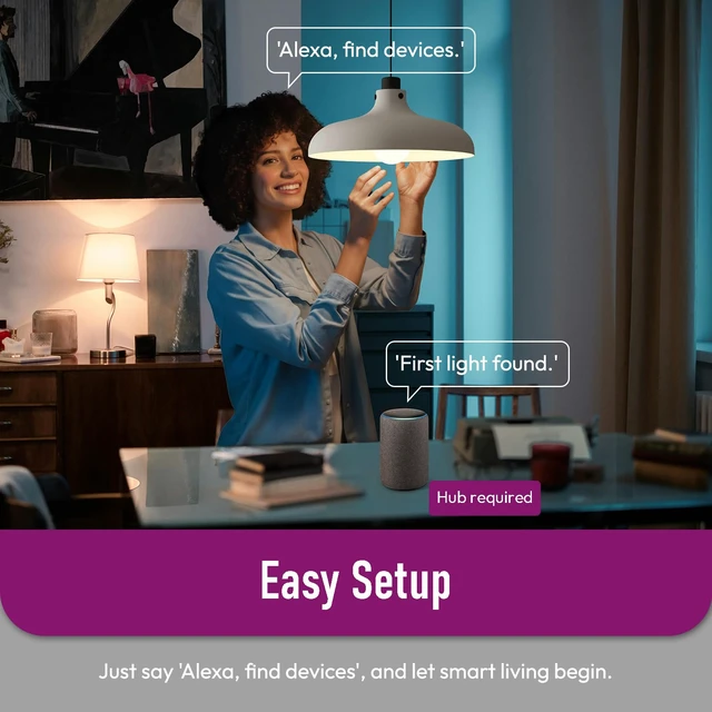 Alt view image 2 of 7 - Alexa Light Bulbs, 90+CRI Bluetooth Smart Light Bulbs, A19 E26 Bulb, RGBCW Color Changing Light Bulb, No WiFi Required, No Third-Party App Required, Schedule, 9W 800LM 60W Equivalent, 4 Pack