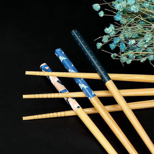 Alt view image 4 of 7 - 5 Pairs Japanese Natural Bamboo Chopsticks with Unique Pattern Dishwasher Safe, Reusable Non-Slip Chopstick Gift Set for Asian Dishes Sushi Rice Noodles, Nicely Boxed Chinese Chop Sticks Functional