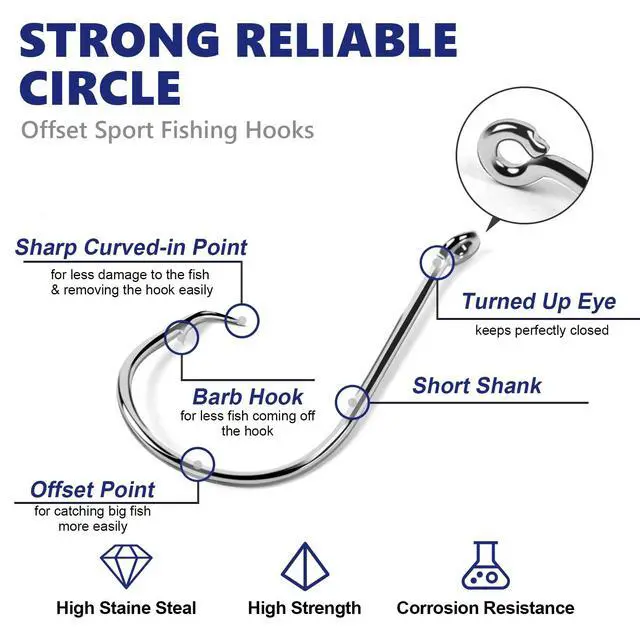 Alt view image 2 of 7 - Circle Hooks Saltwater Fishing Hooks for Catfish Octopus Fish Hook