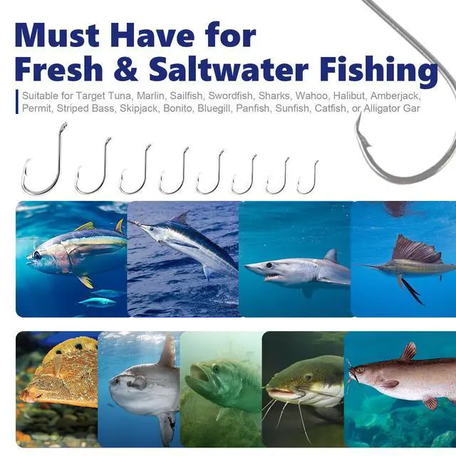 Alt view image 3 of 7 - Circle Hooks Saltwater Fishing Hooks for Catfish Octopus Fish Hook