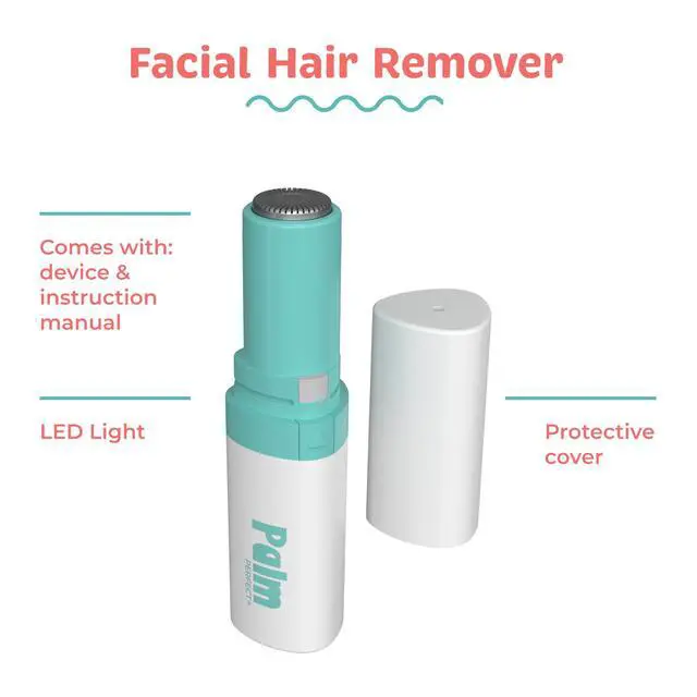 Alt view image 2 of 7 - Facial Hair Remover for Women Portable Lipstick-Sized Shaver with Built-in LED Light Painless Dual-Track Rotary Blade for Upper Lip, Cheeks, and Forehead AA Battery Powered
