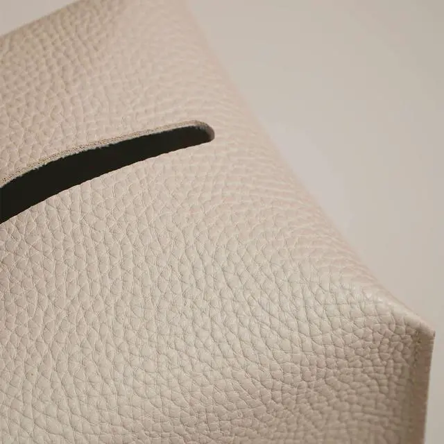 Alt view image 3 of 5 - Square Tissue Box Cover - Aesthetic Desk Decor for Room, Home & Office - Tissues Cube Boxes Holder - Light Taupe