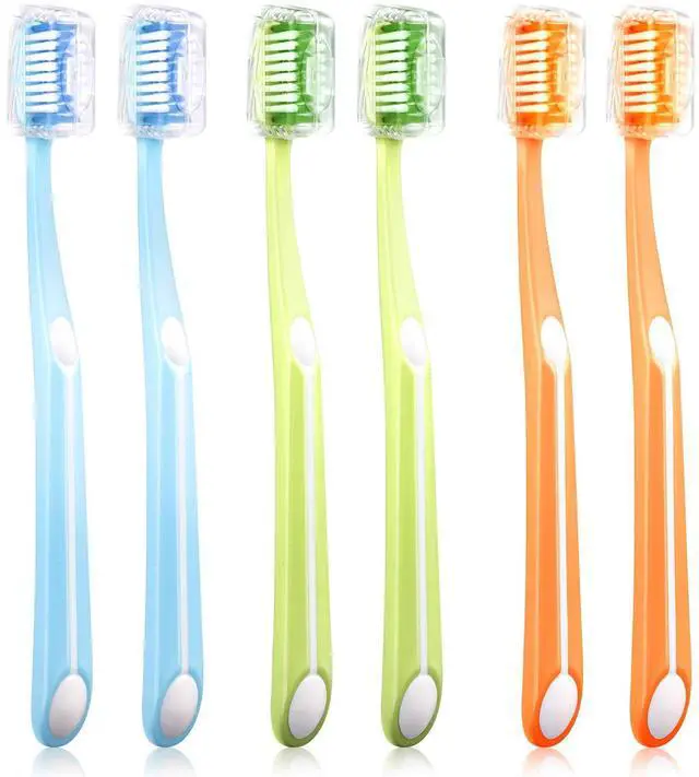 Main image of Medium Toothbrushes for Adults, Toothbrush Medium Bristles with Covers for Travel, Deep Plaque & Stain Removal, 6 Count