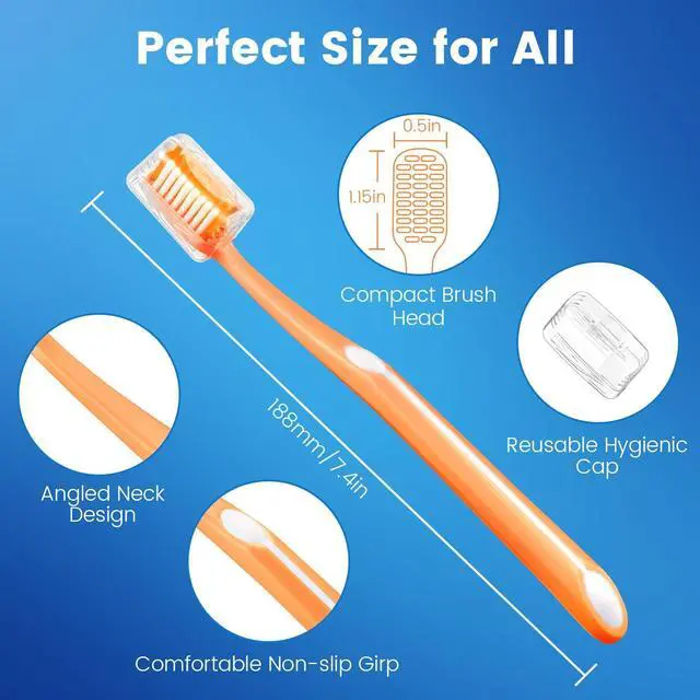 Alt view image 6 of 6 - Medium Toothbrushes for Adults, Toothbrush Medium Bristles with Covers for Travel, Deep Plaque & Stain Removal, 6 Count