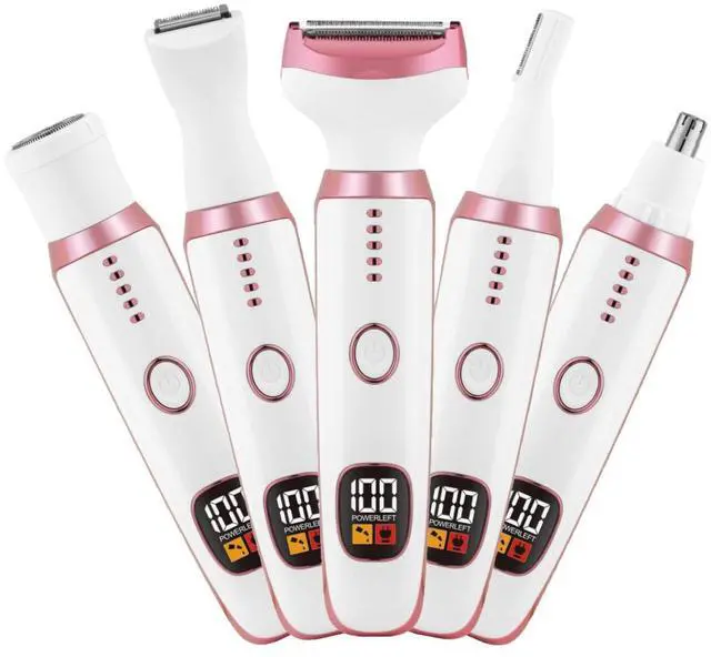 Main image of Electric Razors for Women, Bikini Trimmer for Women 5 in 1 Body Shaver for Nose Hair Face Eyebrow Arms Legs Armpit Underarm Pubic Area, Replaceable Lady Facial Razor Painless USB Charge Female Gift