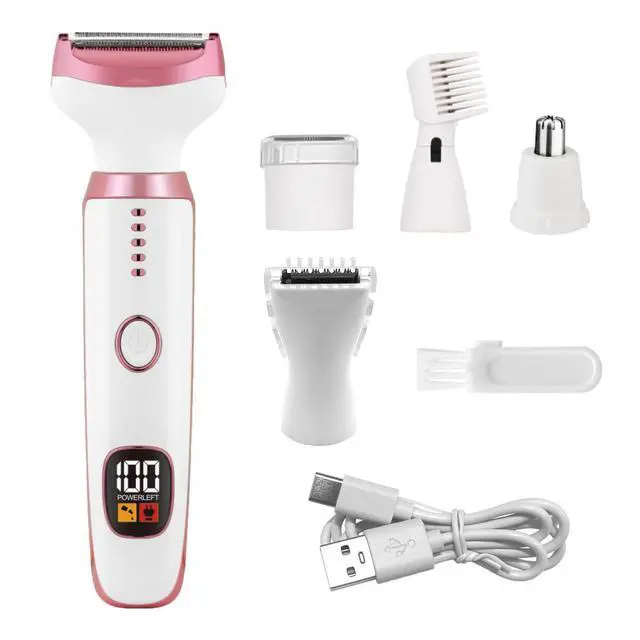 Alt view image 2 of 6 - Electric Razors for Women, Bikini Trimmer for Women 5 in 1 Body Shaver for Nose Hair Face Eyebrow Arms Legs Armpit Underarm Pubic Area, Replaceable Lady Facial Razor Painless USB Charge Female Gift