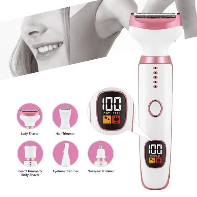 Alt view image 5 of 6 - Electric Razors for Women, Bikini Trimmer for Women 5 in 1 Body Shaver for Nose Hair Face Eyebrow Arms Legs Armpit Underarm Pubic Area, Replaceable Lady Facial Razor Painless USB Charge Female Gift