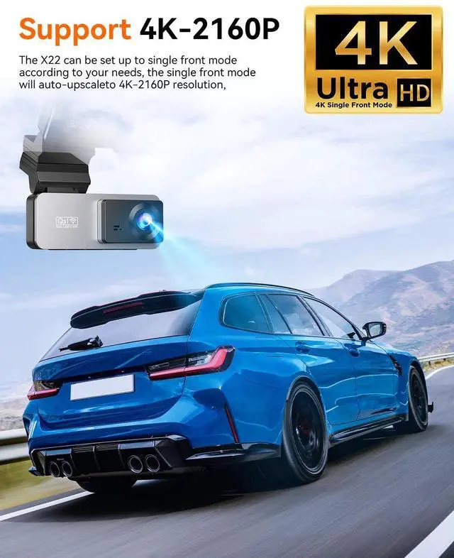 Alt view image 3 of 6 - Dash Cam Front and Rear, 4K Front Dash Cam, 3K+1080P Dual Dash Camera for Cars, Built-in WiFi, Car Dashcams with Night Vision, Free 64GB Card, 24H Parking Mode, App Control, Silvery