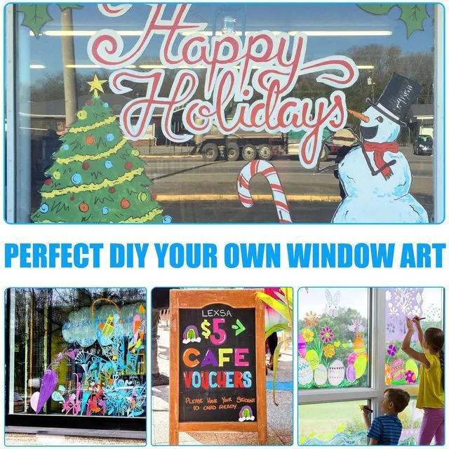 Alt view image 5 of 7 - Window Chalk Markers for Cars Glass Washable, 8 Colors Jumbo Liquid Chalk Marker Pens with 10mm 3 in 1 Nib Wide Tip, Chalkboard Markers Car Window Paint Pen for Auto, Mirror, Poster