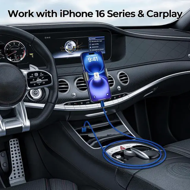 Alt view image 4 of 7 - for iPhone 17 16 Pro Max Charger Cord,USB to USB C Cable,Type C Charging Power Cord for Apple 17e 15 iPad 10 Air 4 5,Samsung Galaxy S26 S25 S24 S23,Blue,2Pack 10FT(3M)