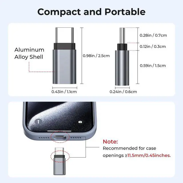 Alt view image 4 of 7 - USB Type C Extender Adapter 3Pack,100W PD USBC Male to Female Extension Converter,40Gbps USB4 Thunderbolt 4 3 Extended Connector for iPhone 17 17e 16 Pro,MacBook,Otterbox Case,Samsung S26