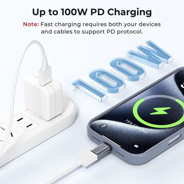 Alt view image 5 of 7 - USB Type C Extender Adapter 3Pack,100W PD USBC Male to Female Extension Converter,40Gbps USB4 Thunderbolt 4 3 Extended Connector for iPhone 17 17e 16 Pro,MacBook,Otterbox Case,Samsung S26
