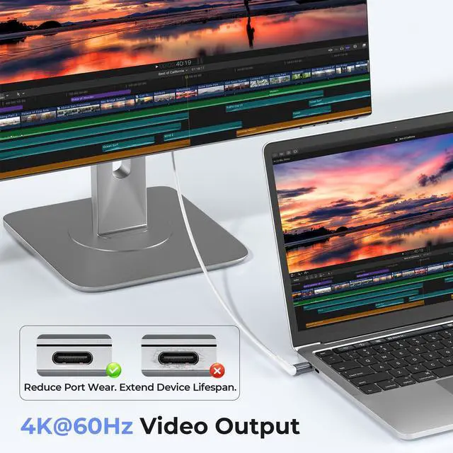 Alt view image 7 of 7 - USB Type C Extender Adapter 3Pack,100W PD USBC Male to Female Extension Converter,40Gbps USB4 Thunderbolt 4 3 Extended Connector for iPhone 17 17e 16 Pro,MacBook,Otterbox Case,Samsung S26