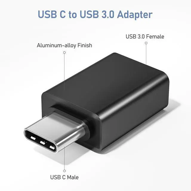Alt view image 2 of 7 - USB C to USB Adapter 3Pack,USB C Male to USBA 3.0 Female Adapter,Type C Thunderbolt 4 OTG Converter for Apple MacBook Pro,iPad Air,Microsoft Surface Go,Samsung Galaxy S26,iPhone 17 17e 16