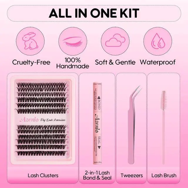 Alt view image 4 of 7 - Lash Extensions 40D+60D Cluster 240pcs DIY Wispy Lash Clusters 10-16mm Eyelash Clusters for Beginners At Home Individual Thin Band Lash Kit (40D+60D Kit)