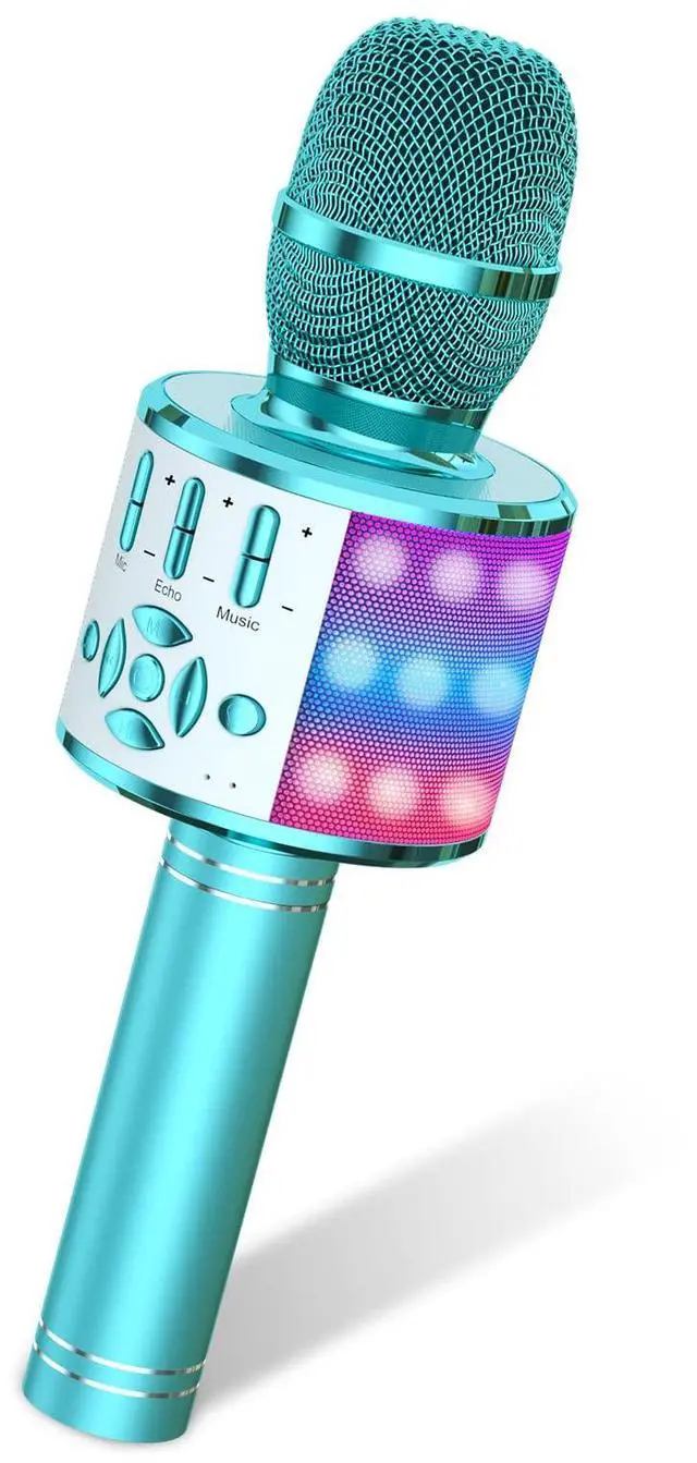 Main image of Kids Karaoke Microphone Machine Toys for Girls Bluetooth Microphone with LED Light, Children's Day Birthday Gift for Girls Boys 3 4 5 6 7 8 9 10 11 12 Year Old Kids Toys(Blue)