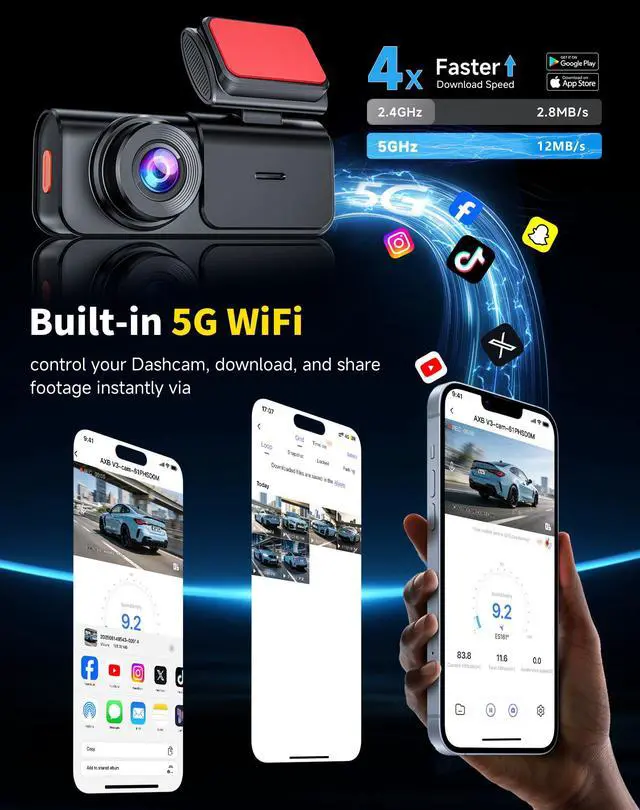 Alt view image 3 of 7 - Dash Cam Front and Rear: 4K+2.5K Dual Dash Camera for Cars (V3)
