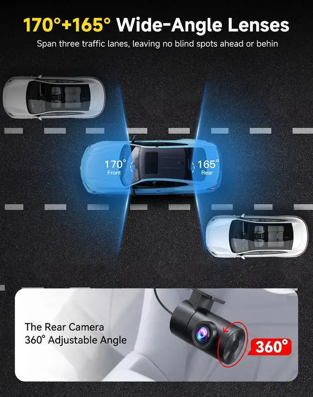 Alt view image 5 of 7 - Dash Cam Front and Rear: 4K+2.5K Dual Dash Camera for Cars (V3)
