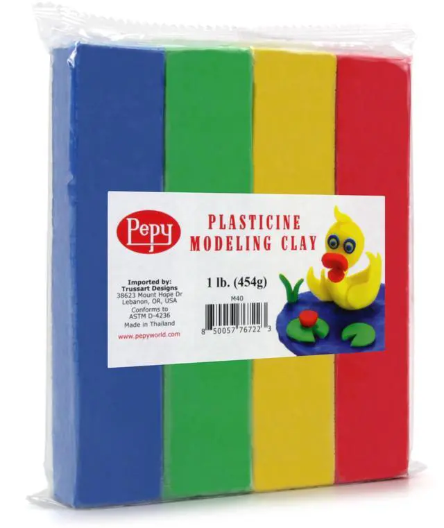 Main image of Reusable and Non-Drying Oil-Based Plasticine Modeling Clay, Primary Colors, 1 Pound, Sulfur-Free & Non-Toxic, Great for Kids, Beginners, and Artists, Perfect for Arts and Crafts Projects