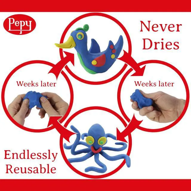 Alt view image 2 of 5 - Reusable and Non-Drying Oil-Based Plasticine Modeling Clay, Primary Colors, 1 Pound, Sulfur-Free & Non-Toxic, Great for Kids, Beginners, and Artists, Perfect for Arts and Crafts Projects