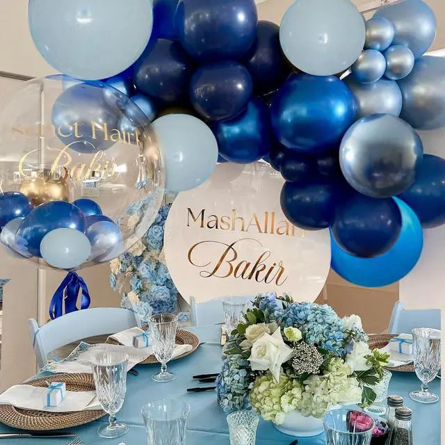 Alt view image 6 of 7 - Blue Balloons Metallic Blue Balloon, 60Pcs 12Inch Chrome Blue Balloons Kit Macaron Light Pearl Navy Blue Latex Balloons for Birthday Wedding Party Decoration
