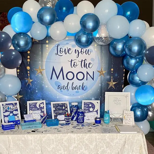 Alt view image 7 of 7 - Blue Balloons Metallic Blue Balloon, 60Pcs 12Inch Chrome Blue Balloons Kit Macaron Light Pearl Navy Blue Latex Balloons for Birthday Wedding Party Decoration