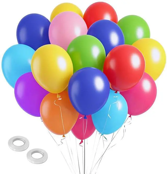 Main image of Balloons Assorted Colors Rainbow Decorations 100 Pack 12 inch Round Bright Latex Colorful Balloons for Birthday Baby Shower Wedding Party Birthday Decorations Supplies Arch Garland