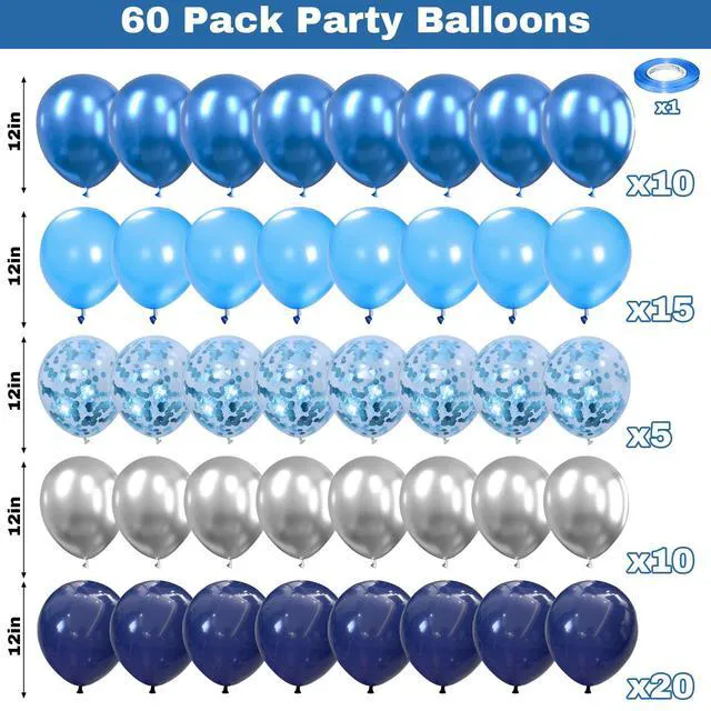 Alt view image 2 of 7 - Blue Silver Balloons for Boys, 60PCS Thick Retirement Birthday Balloon Men | 12 Inch Navy Royal Blue Metallic Silver Party Balloons for Men Happy Retirement Welcome Back Birthday Decorations Boys