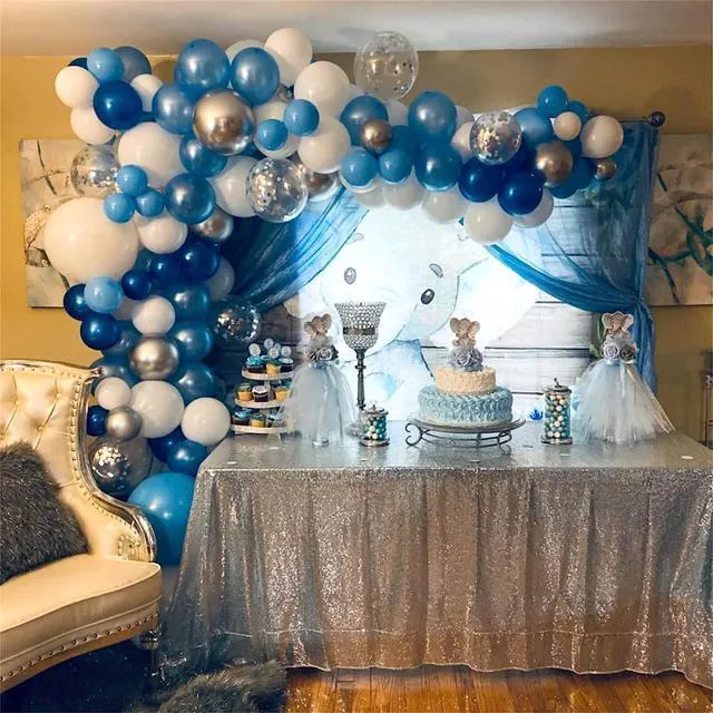 Alt view image 4 of 7 - Blue Silver Balloons for Boys, 60PCS Thick Retirement Birthday Balloon Men | 12 Inch Navy Royal Blue Metallic Silver Party Balloons for Men Happy Retirement Welcome Back Birthday Decorations Boys